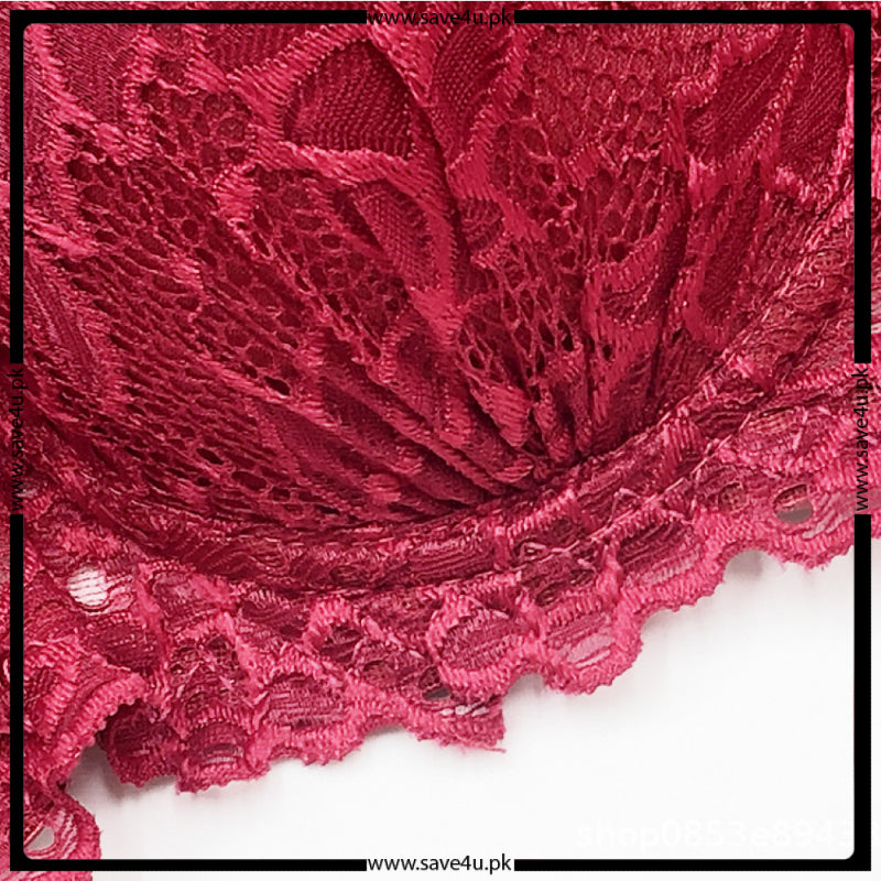 Ladies Floral Lace Design Push-up Padded Wired Bra Set