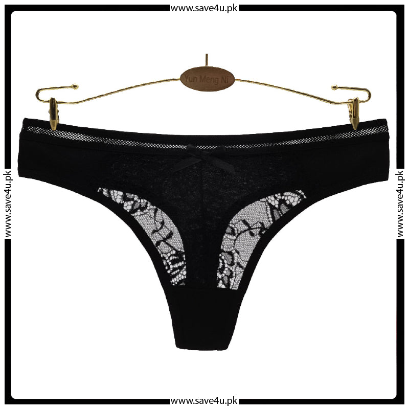 Pack of 4 Floral Lace Cotton Thong Panties