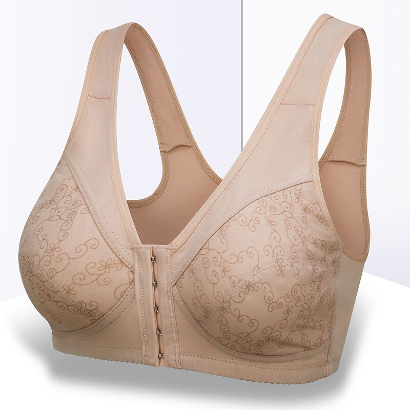 Front Open Floral Design Soft Cotton Wireless Bra
