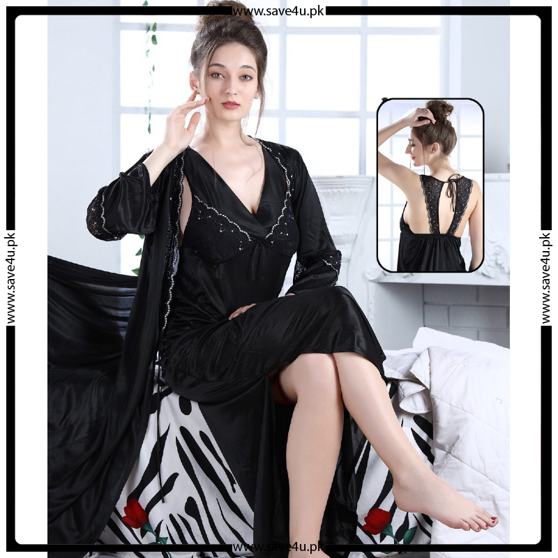 Satin Nightgown Long Split Chemise Lingerie