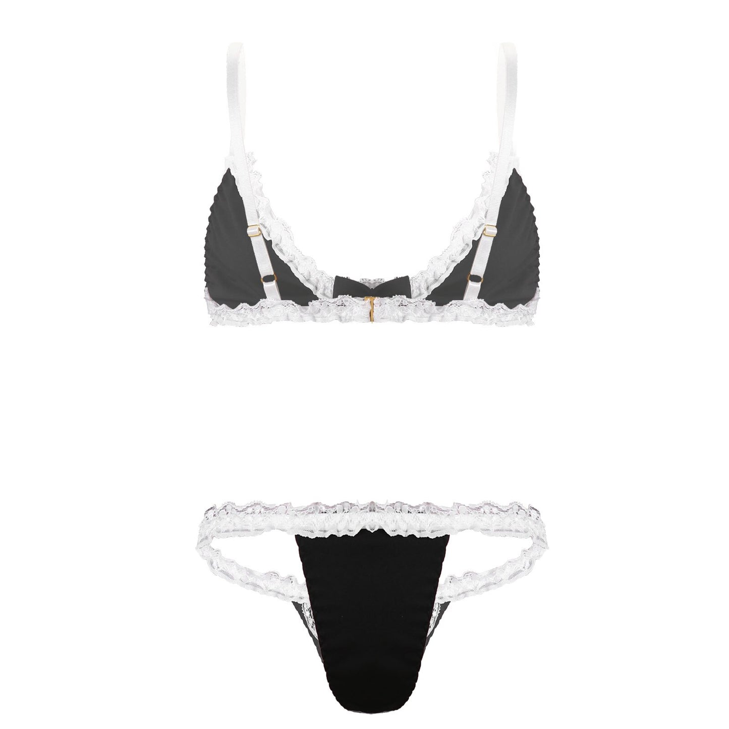 Front Knot Black & White Lingerie Set