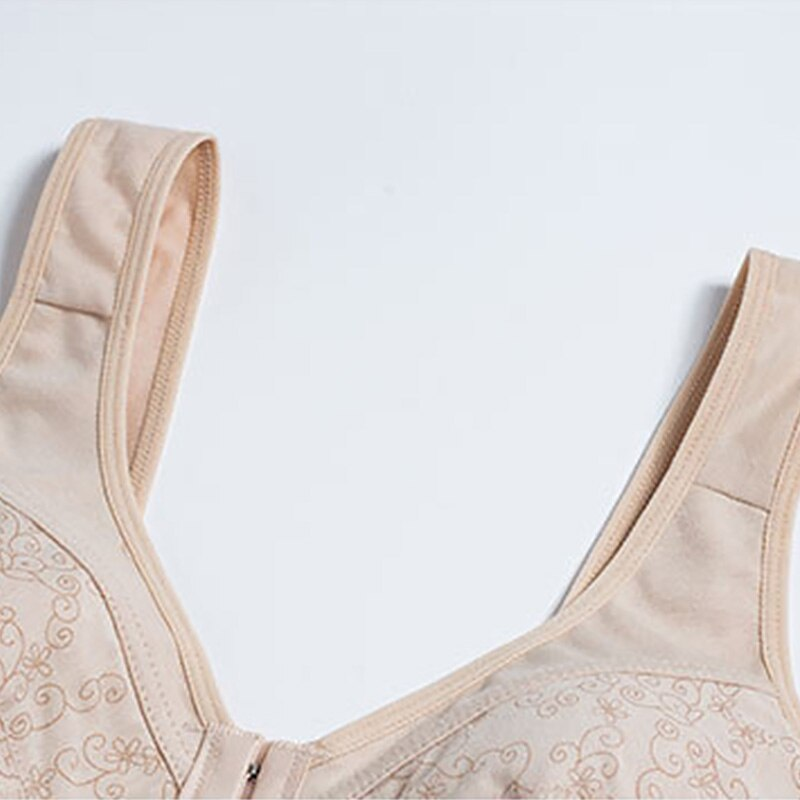 Front Open Floral Design Soft Cotton Wireless Bra
