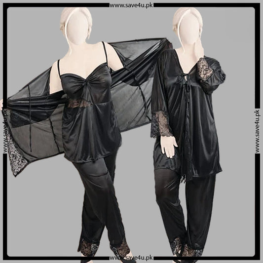 Elegant Nightie Satin SIlk Smooth Pajama Set