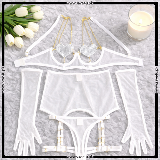 Bare Bloom Mesh Garter Set