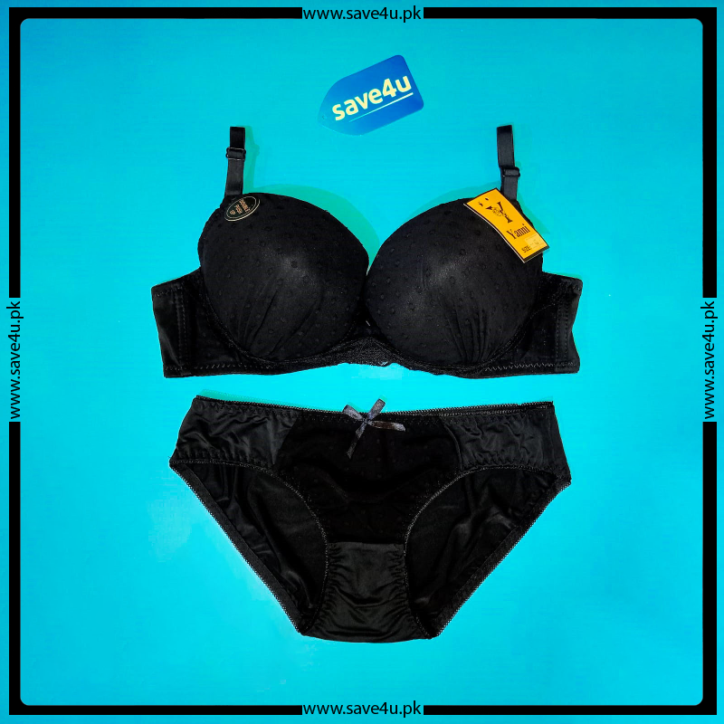 Floral Design Double Padded Wired Push Up Bra Set
