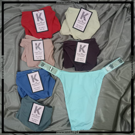 Pack of 2 Embellished Nylon Thong Panties