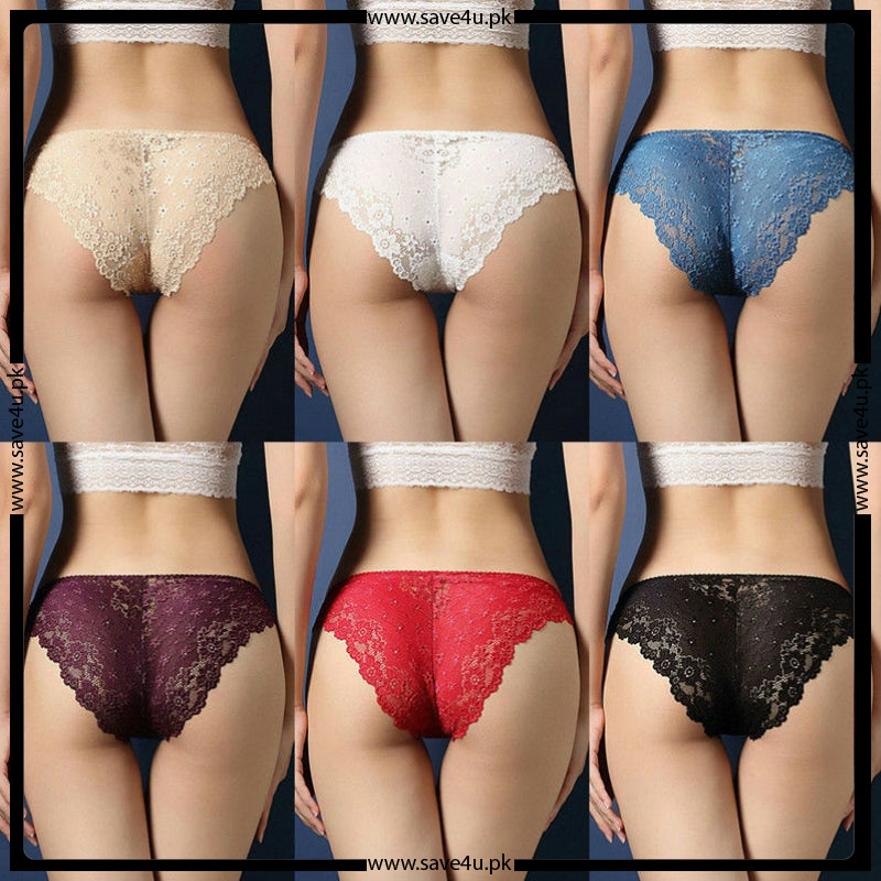 Pack of 3 Floral Design Mesh Panties