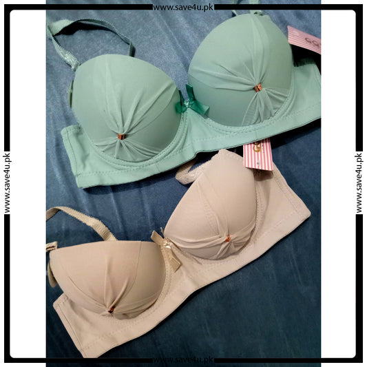 Stylish Front Ribbon Padded Wired Bra