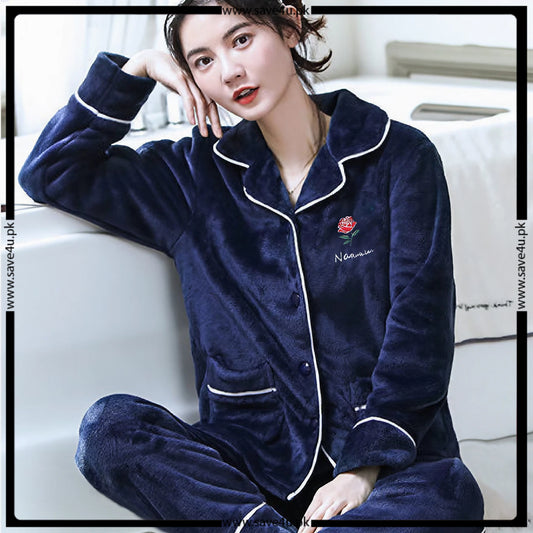 Ladies Fleece Warm Winter Pajama Set
