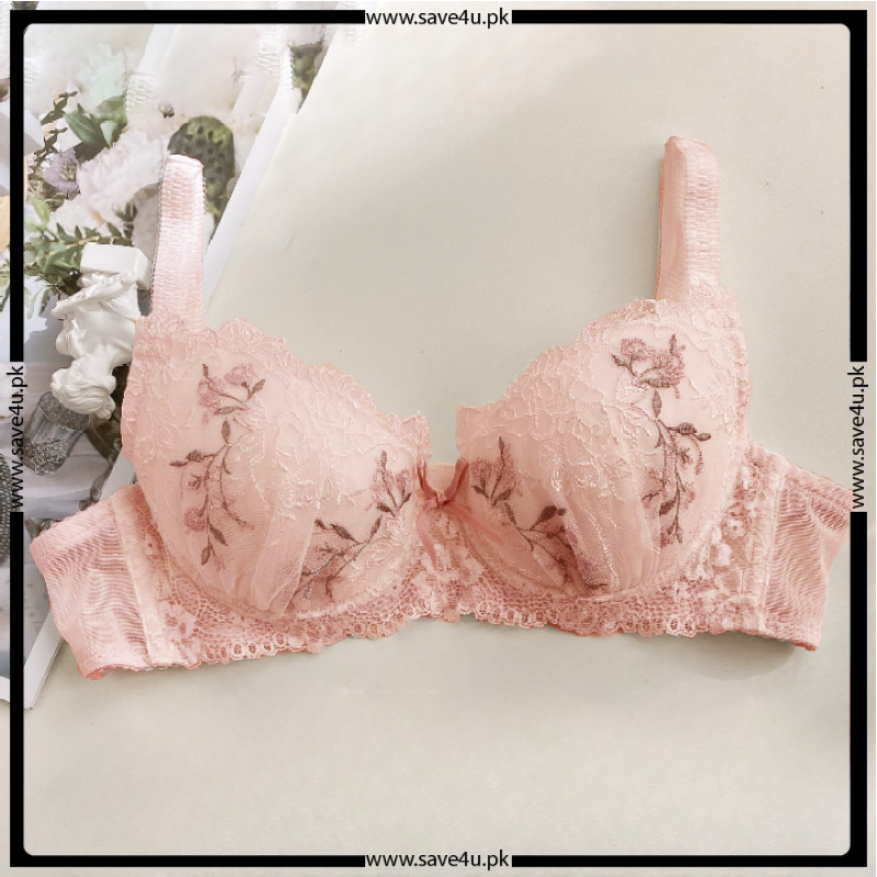 Embroidered Double Padded Wired Bra – Save4u
