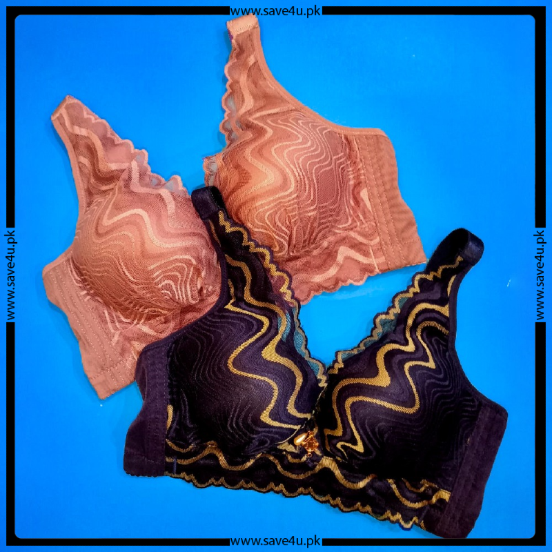 Floral Design Non Wired Double Padded Push Up Bra