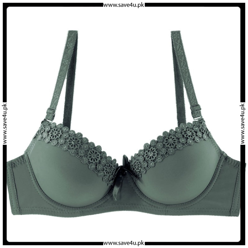 Embroidered Double Padded Nylon Push Up Bra