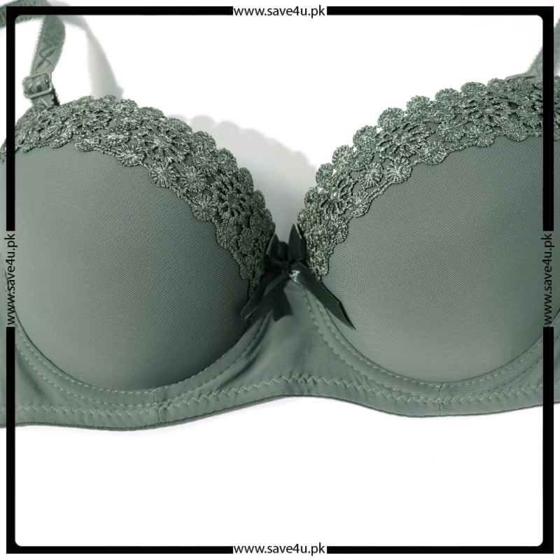 Embroidered Double Padded Nylon Push Up Bra