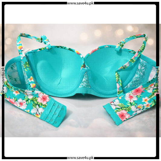 Leaf Printed Thin Padded Demi Cup Bra