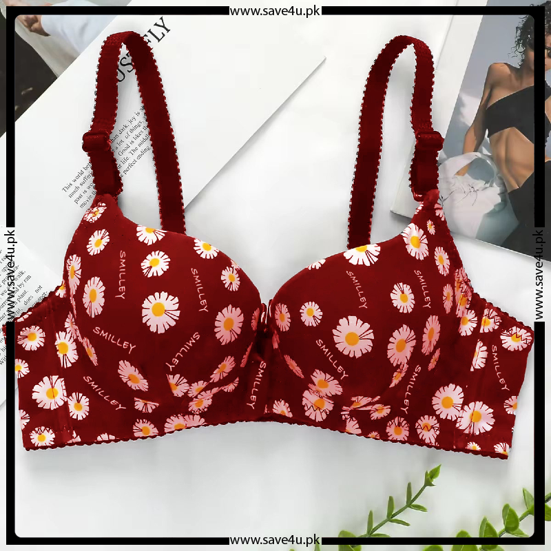 Double Padded Push Flower Printed Bra