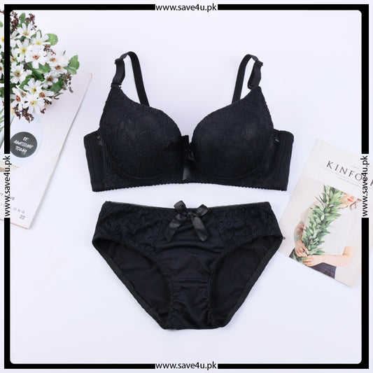 Double Padded Push up Floral Design Bra Set