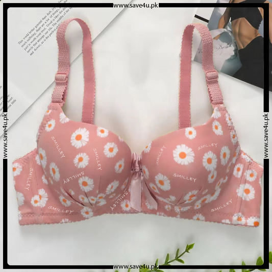 Double Padded Push Flower Printed Bra