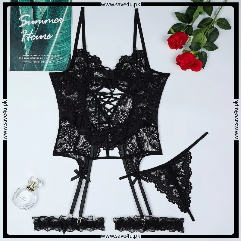 Breeze Light Unlined Lace & Mesh Garter Set