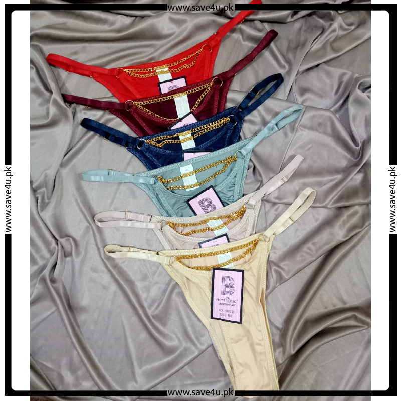 Pack of 2 Chain-Detail Nylon Thong Panties