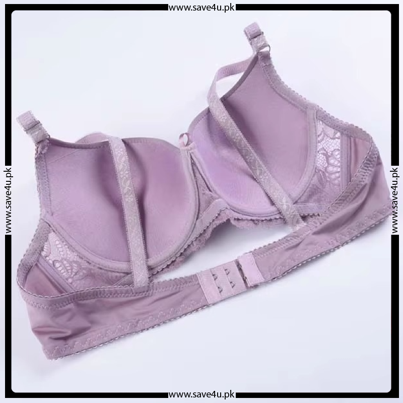 Double Padded Lace Trim Design Bra Set