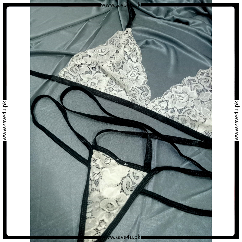 Transparent Lace Black & White Lingerie Set