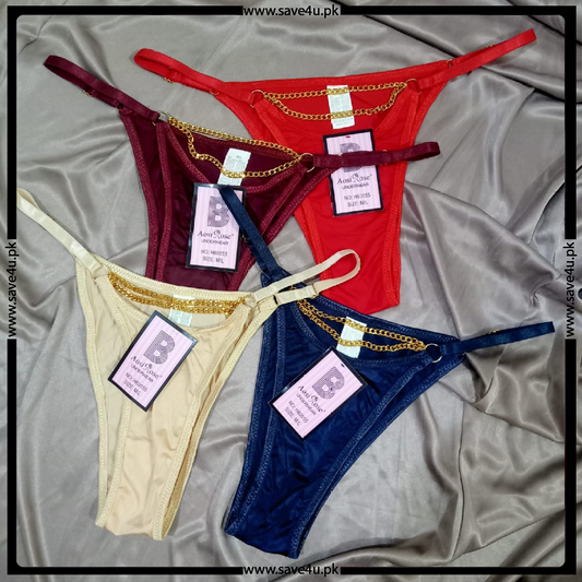 Pack of 2 Chain-Detail Nylon Thong Panties