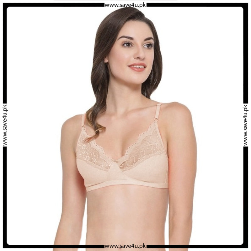 Full Coverage Lace Trim Non Padded Unlined Bra