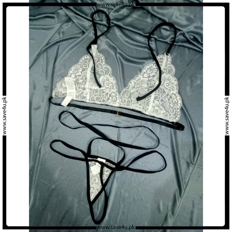 Transparent Lace Black & White Lingerie Set