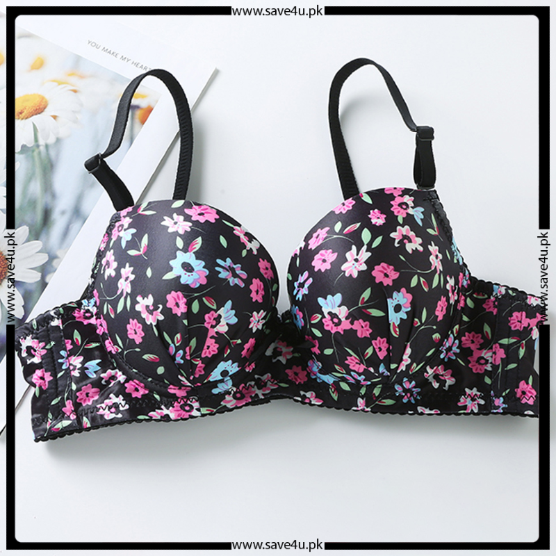 Ladies Seamless Floral Printed Design Padded Bra