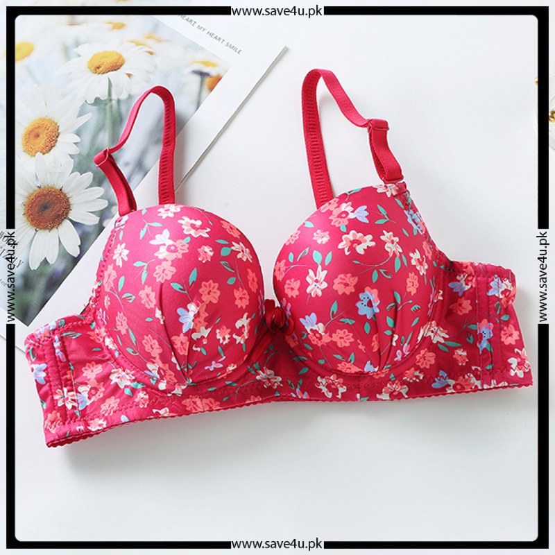 Ladies Seamless Floral Printed Design Padded Bra