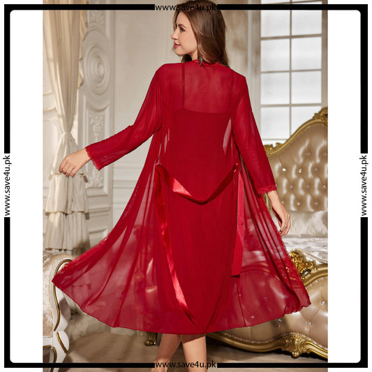 3 Piece Soft Net Long Nighty