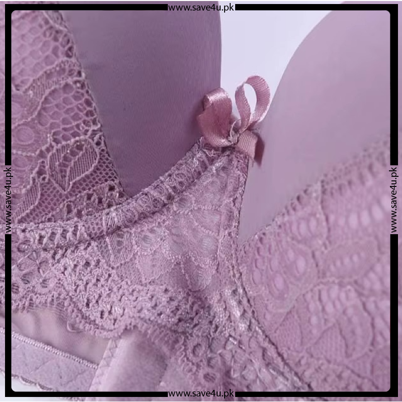 Double Padded Lace Trim Design Bra Set