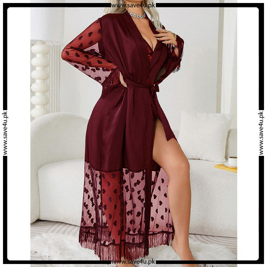 Lace Style Satin Silk Long Gown