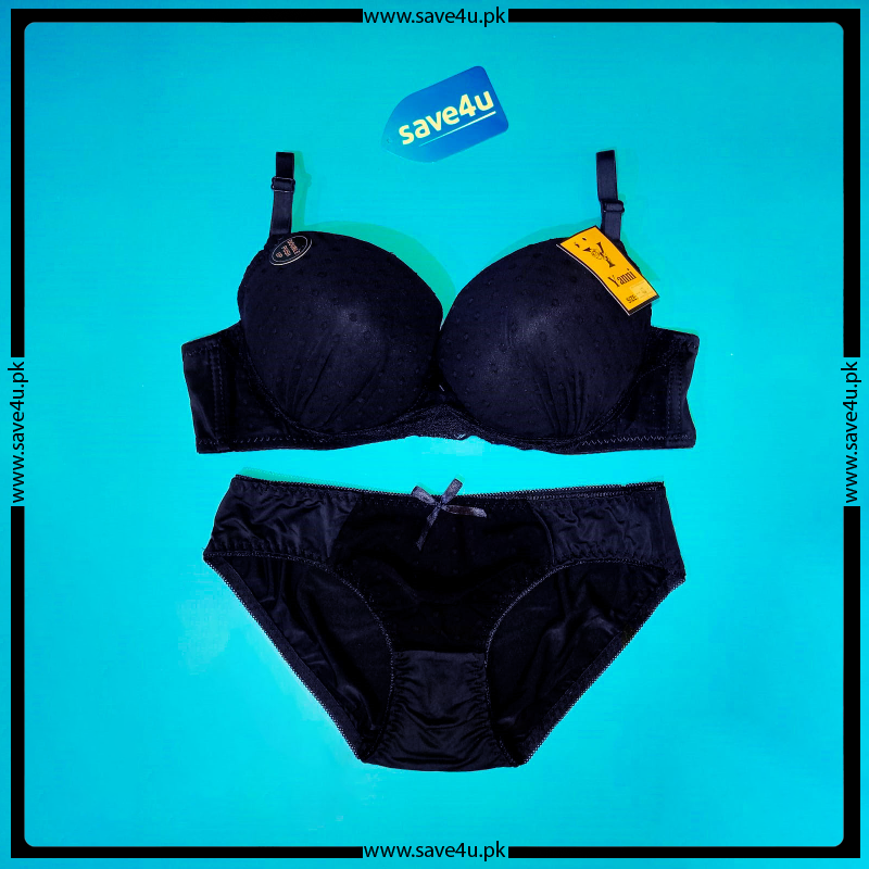 Floral Design Double Padded Wired Push Up Bra Set