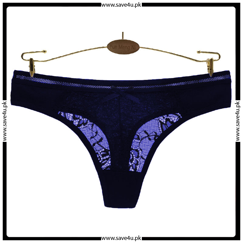 Pack of 4 Floral Lace Cotton Thong Panties