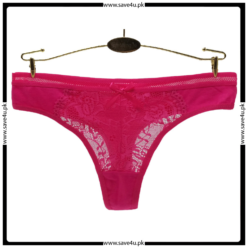 Pack of 4 Floral Lace Cotton Thong Panties