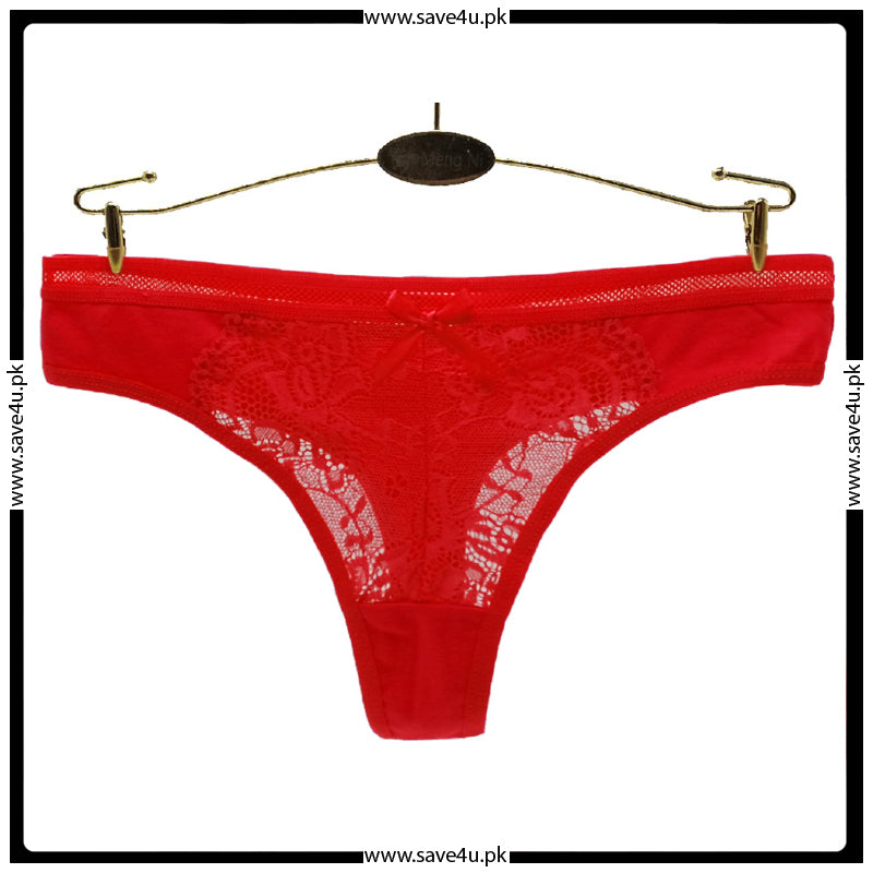 Pack of 4 Floral Lace Cotton Thong Panties