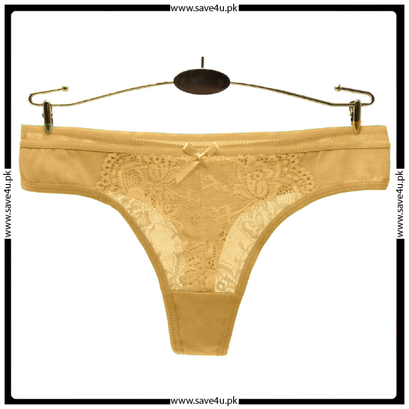 Pack of 4 Floral Lace Cotton Thong Panties