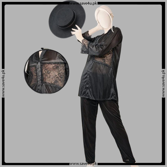 Lace and Luxury Satin Silk Pajama Duo