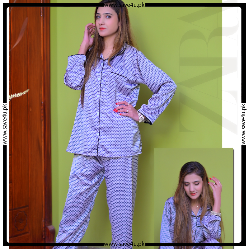 Polka Dotted Full Sleeves Sleepwear For Ladies