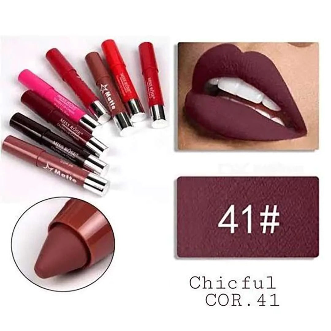 Pack of 2 Miss Rose Chubby Lip Crayon Matte Batom Stick