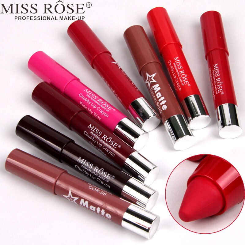 Pack of 2 Miss Rose Chubby Lip Crayon Matte Batom Stick