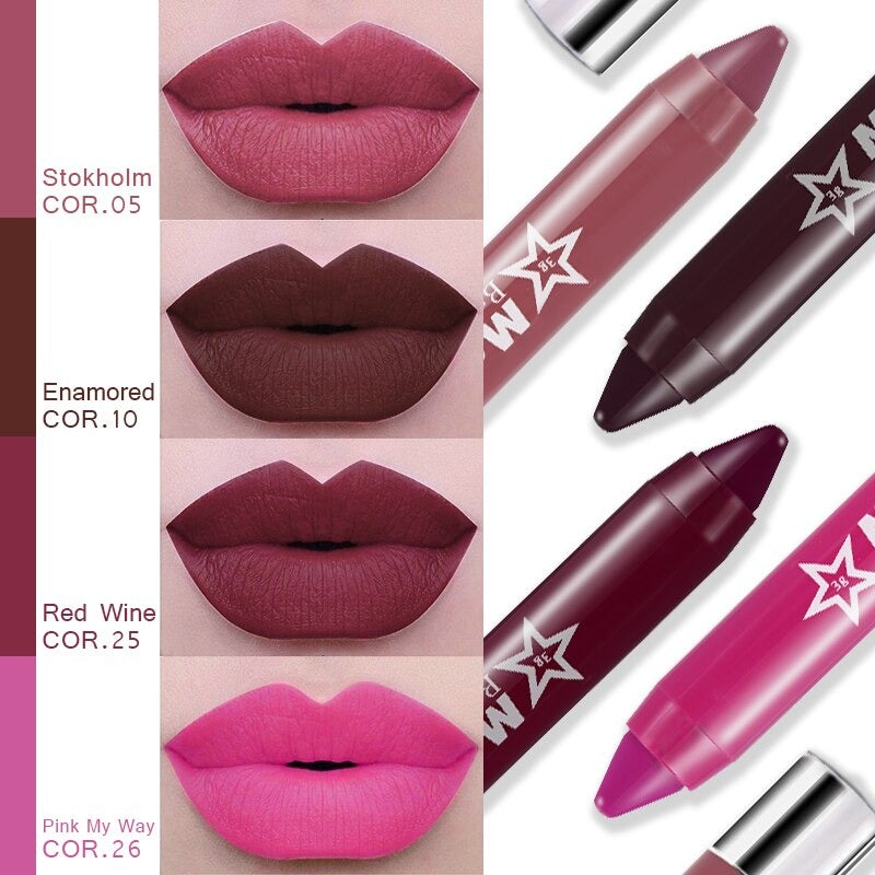 Pack of 2 Miss Rose Chubby Lip Crayon Matte Batom Stick