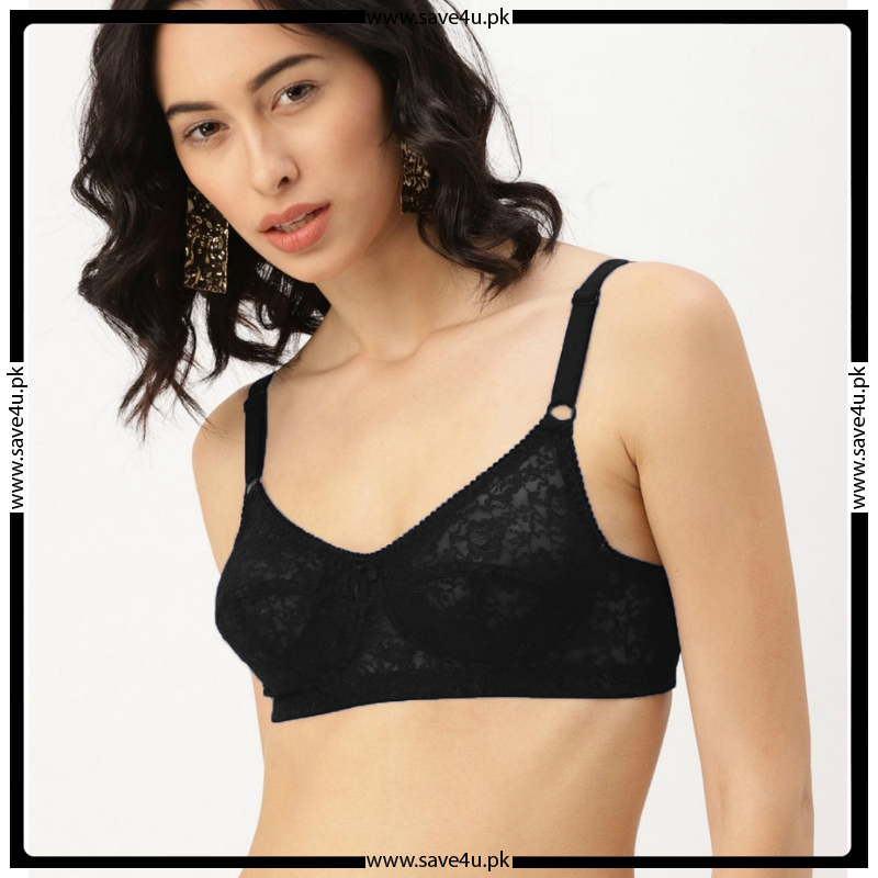 Floral Lace Design Wireless Non-Padded Bra