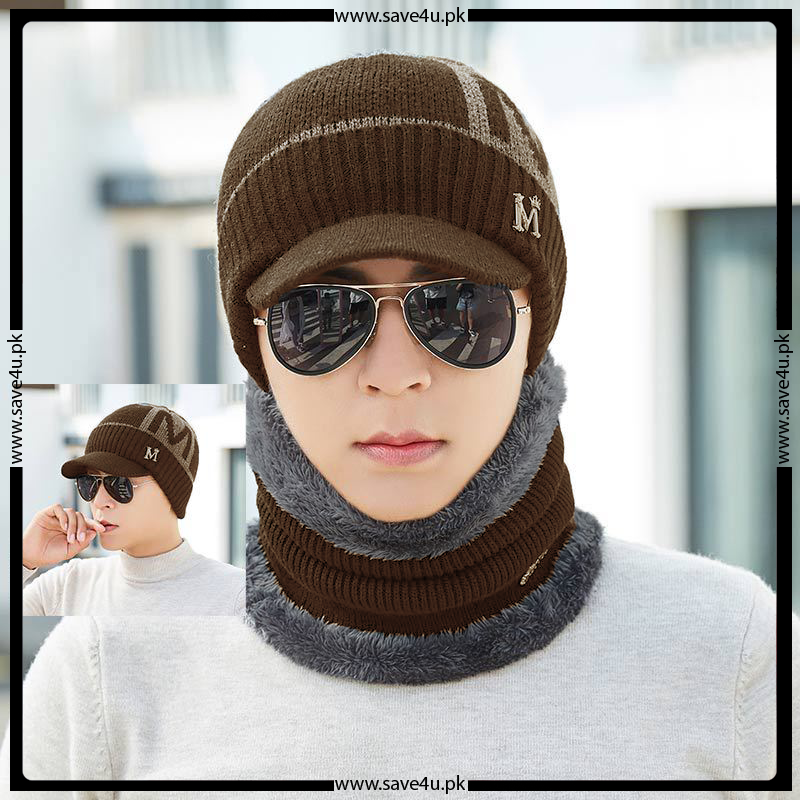 Winter Beanie Hat and Scarf Set Thick Wool Stuff