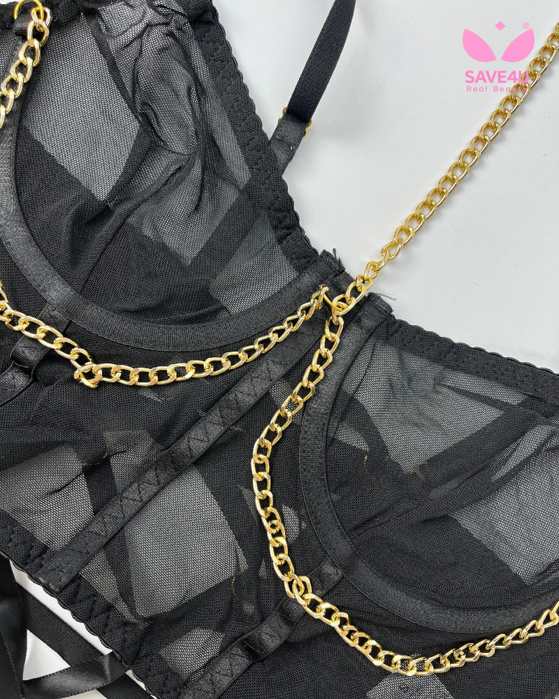6-Pcs Sheer Black Chain Set