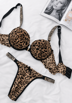 Thin Padded Push Up Cheeta Printed Bra Set