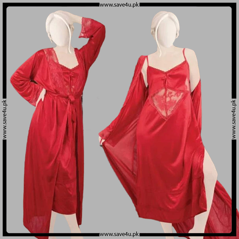 2 Pcs Effortless Elegance Satin Silk Nighty