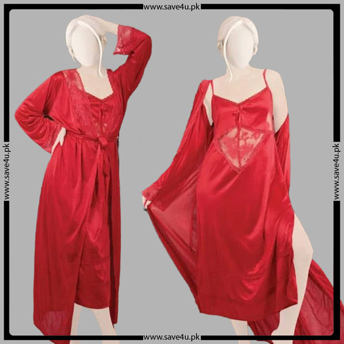 2 Pcs Effortless Elegance Satin Silk Nighty