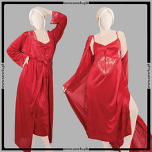 Load image into Gallery viewer, 2 Pcs Effortless Elegance Satin Silk Nighty

